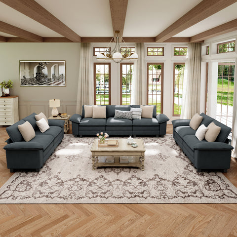 Modern Chenille Modular Cloud Sofa Set with Deep Seats for Living Room
