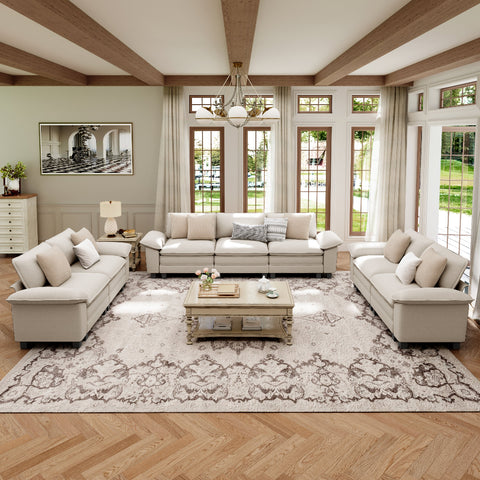 Modern Chenille Modular Cloud Sofa Set with Deep Seats for Living Room