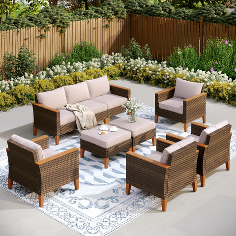 9-Piece Rattan Half-Moon Curved Luxury Outdoor Sofa