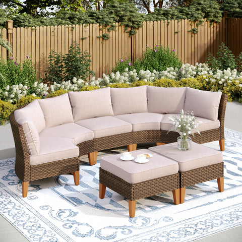 7-Piece Luxury Rattan Outdoor Sofa Sectional