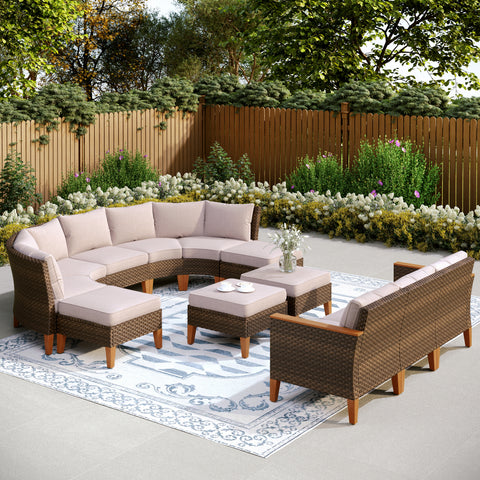 12-Piece Luxury Rattan Outdoor Sofa Sectional