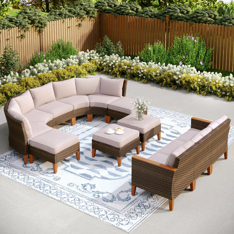 12-Piece Luxury Rattan Outdoor Sofa Sectional