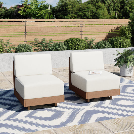 HDPE & Rattan Armless Single Sofa (Set of 2)