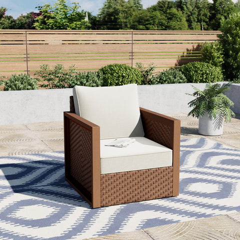 HDPE Patio Wicker Sofa Chairs With Cushions