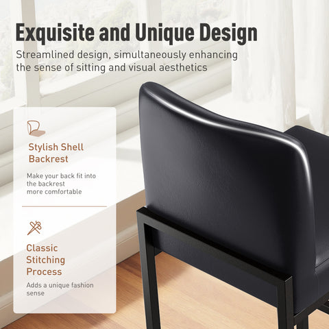 24 Inch Counter Height PU Leather Bar Stool with Backrest