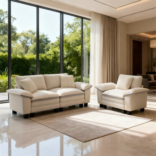 Modern Chenille Modular Cloud Sofa Set with Deep Seats for Living Room