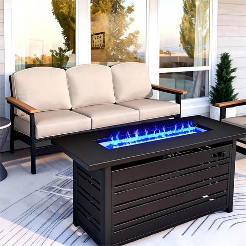 5-Seater Wicker Rattan & HDPE Outdoor Conversation Sofa Set with Coffee Table