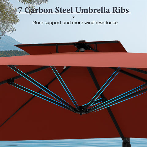 9X12ft Rectangular Outdoor Cantilever Offset Umbrella for Garden, Pool
