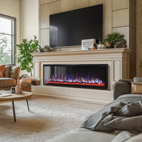 Premium Wall Mounted & Recessed Electric Fireplace with Remote Control