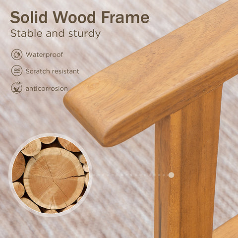 Rattan and Acacia Wood Outdoor Dining Chairs