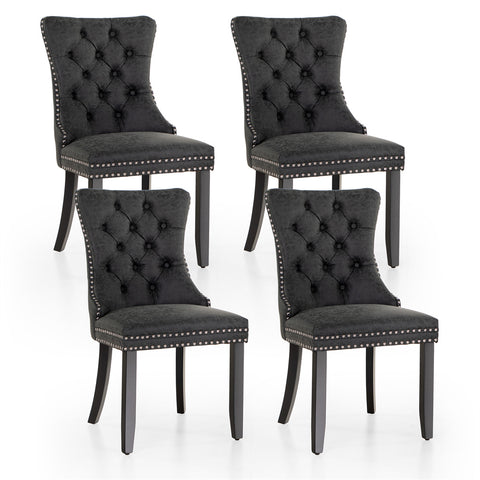 PU Leather Wing Back Side Dining Room Chairs Set of 4