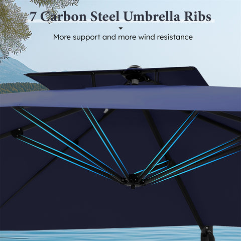 9X12ft Rectangular Outdoor Cantilever Offset Umbrella for Garden, Pool