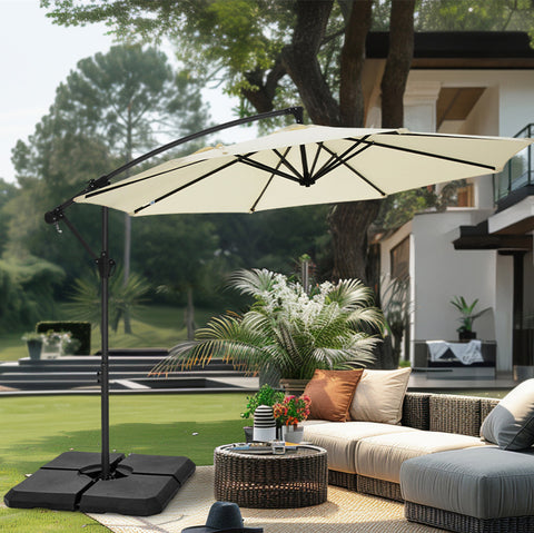 10ft Outdoor Patio Offset Cantilever Umbrella with Cross Base