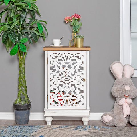 Accent Storage Cabinet with Decorative Carved
