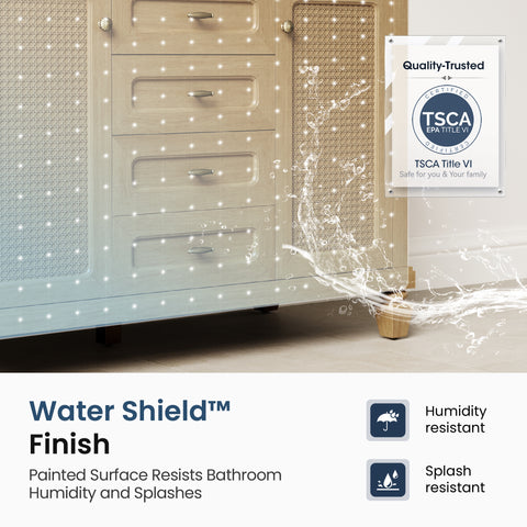 48" Free Standing Single Bathroom Vanity with Engineered Marble Top, Ceramic Sink, Backsplash