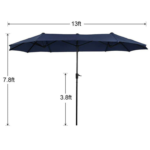 8-Piece Patio Dining Set with 13ft Umbrella Textilene Swivel Chair & Slat Rectangle Table