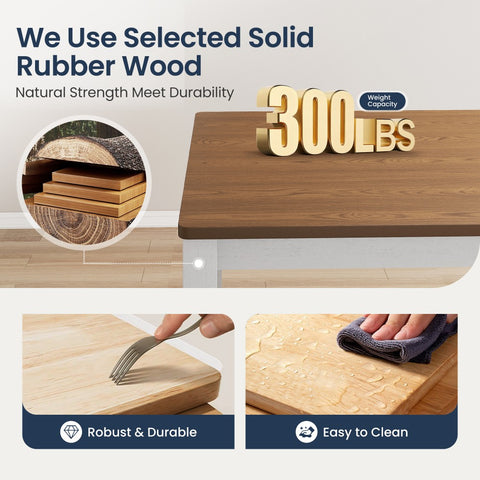 5-Piece Solid Rubber Wood Dining Set for Kitchen and Dining Room