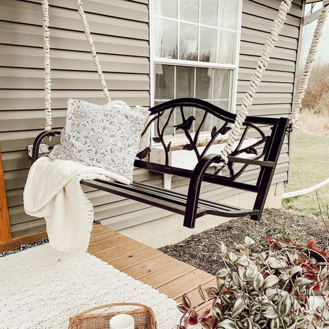 Porch Swing Seat with Hanging Chains, Patio Swing Bench
