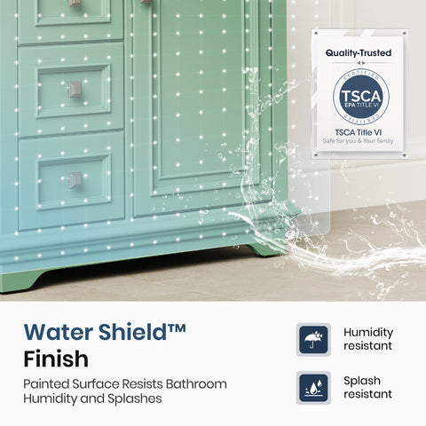 Traditional Free Standing Single Bathroom Vanity with One-Piece Ceramic Top and Integrated Sink