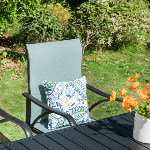 7-Piece Patio Bar Stool Set Aqua Textilene Swivel Stools