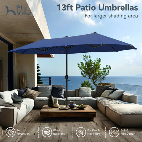 13ft Large Double-Sided Outdoor Patio Umbrella