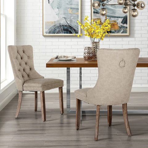 PU Leather Wing Back Side Dining Room Chairs Set of 2