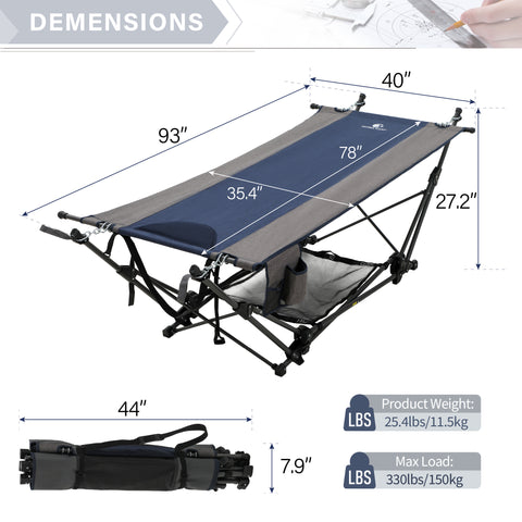 Portable Hammock Bed with Stand for Patio, Backyard, Garden and Beach