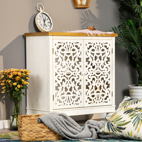 Accent Storage Cabinet with Decorative Carved