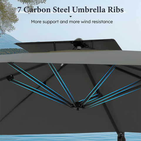9X12ft Rectangular Outdoor Cantilever Offset Umbrella for Garden, Pool