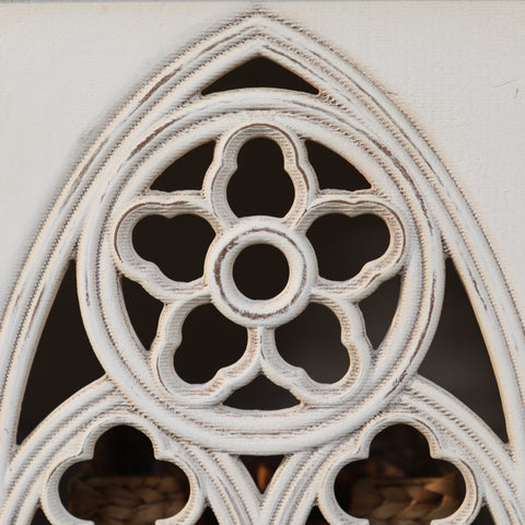 Warm White Hollowed Church Window Accent Cabinet