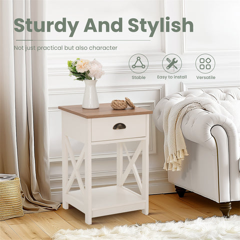 PHI VILLA Farmhouse-Inspired Manufactured Wood Coffee Table