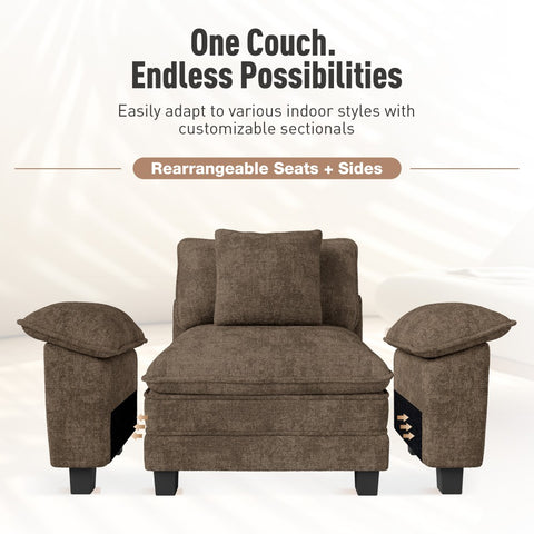 Modern Chenille Modular Cloud Sofa Set with Deep Seats for Living Room