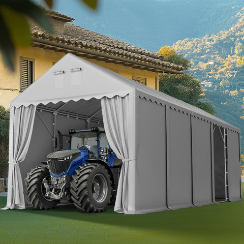 13ft Modern Outdoor Gray Carport Storage Shed