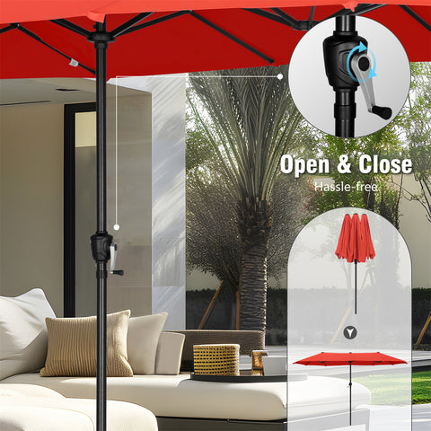 13ft Large Double-Sided Outdoor Patio Umbrella