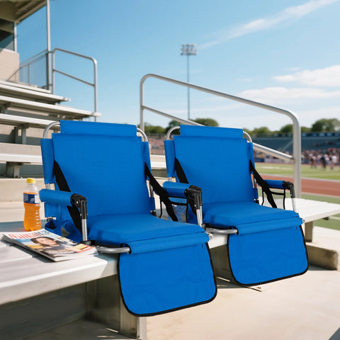 Folding Stadium Seat Chair for Bleachers with Back & Arm Rest, 2 Pieces