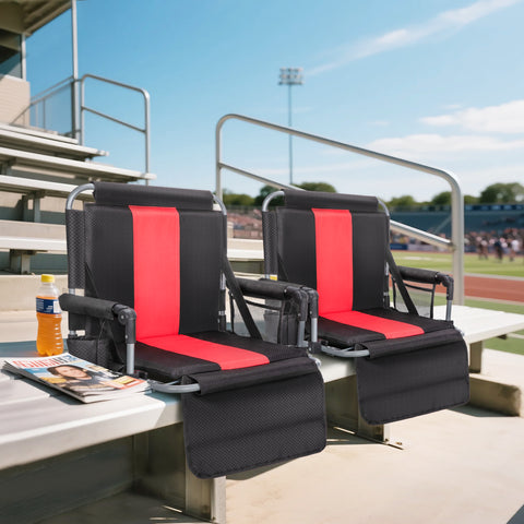 Folding Stadium Seat Chair for Bleachers with Back & Arm Rest, 2 Pieces