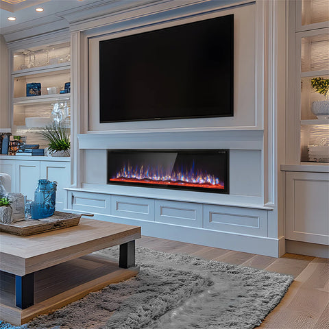 Premium Wall Mounted & Recessed Electric Fireplace with Remote Control