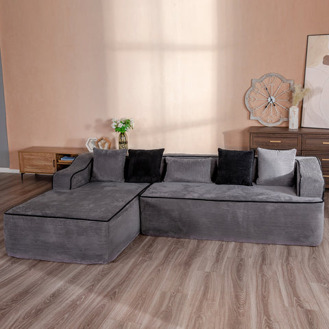 3 Seat Convertible L-Shaped Sectional Sofa Couch for Living Room