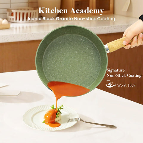 Induction Nonstick Granite-Coating 17 Piece Cookware Set,Kitchen Academy