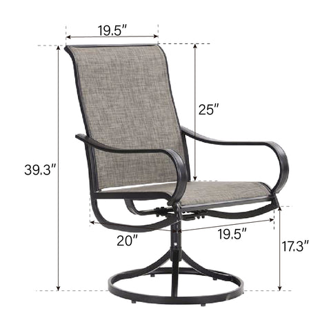 Patio Textilene Swivel Chair Outdoor Dining Set