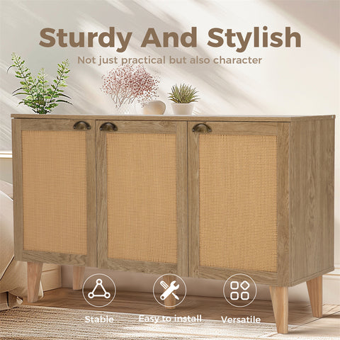 Natural Rattan Storage Sideboard Buffet Cabinet and Chest of Drawers
