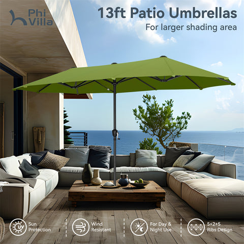 13ft Large Double-Sided Outdoor Patio Umbrella