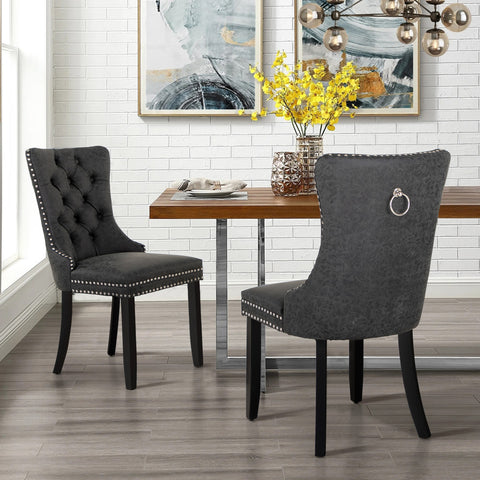PU Leather Wing Back Side Dining Room Chairs Set of 2