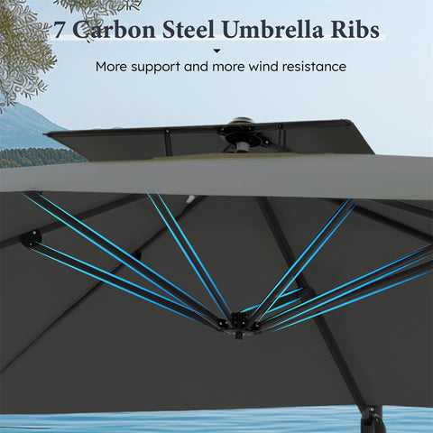 10ft Square/ Rectangular Patio Cantilever Offset Umbrellas for Garden, Pool