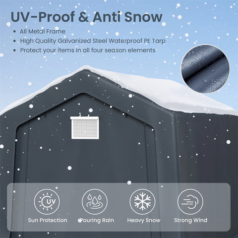 Outdoor Portable Storage Shelter Shed Garage with Vents Carport