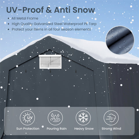 Outdoor Portable Storage Shelter Shed Garage with Vents Carport