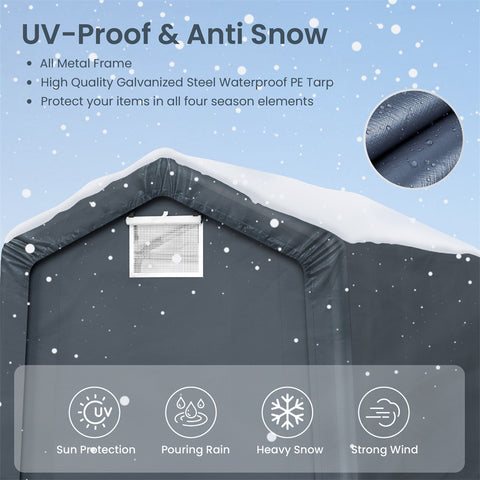 Outdoor Portable Storage Shelter Shed Garage with Vents Carport