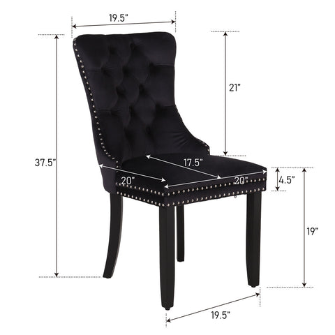 Velvet Tufted Wing Back Side Dining Room Chairs Set of 6 with Button Back