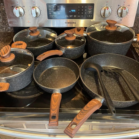 Kitchen Academy Ultimate 30 Pieces Granite-Coating Nonstick Induction Cookware Set for Easy Dinner Ideas