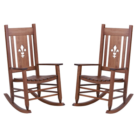 2PC Solid Outdoor Indoor Rocking Chair for Patio Deck Garden Rocker Chair